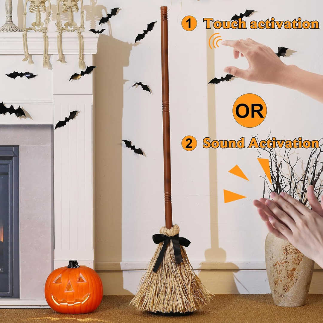 Tall Animated Floating Witch's Broom
