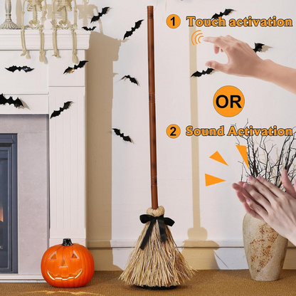 Tall Animated Floating Witch's Broom