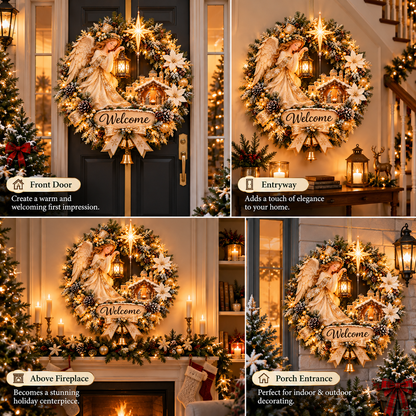🔥 Last Day 50% Off 🔥✝️ Angel Bethlehem Welcome™ – Lighted Nativity Christmas Door Wreath