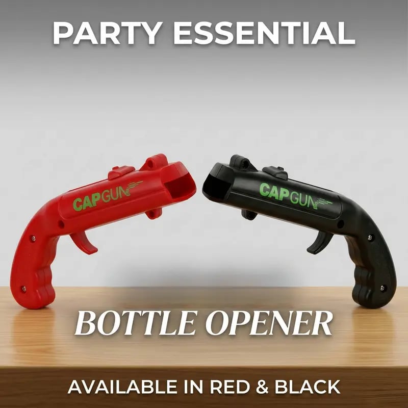 Stainless Steel & ABS Plastic Spring Mechanism Bottle Opener, Kitchen & Bar Utensil, Fun Gifts for Family Gatherings & Father’s Day (Red-Black)