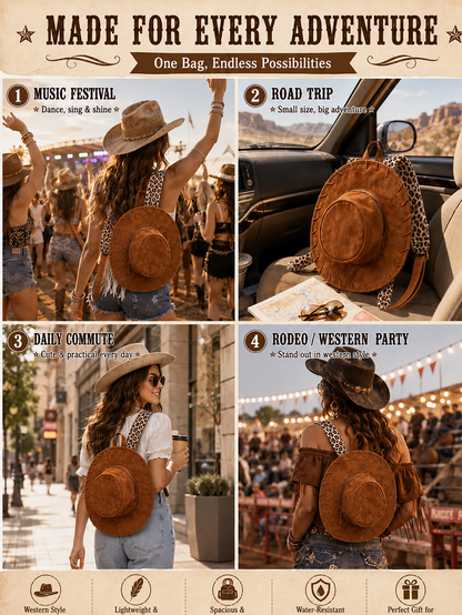Cowgirl Hat Backpack – Western Style Mini Backpack for Travel & Everyday Use