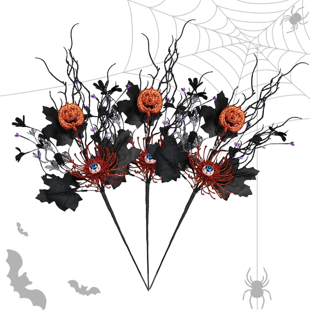 🎃Dark Gothic Halloween Stems – Perfect for Centerpieces, Mantels & Vases