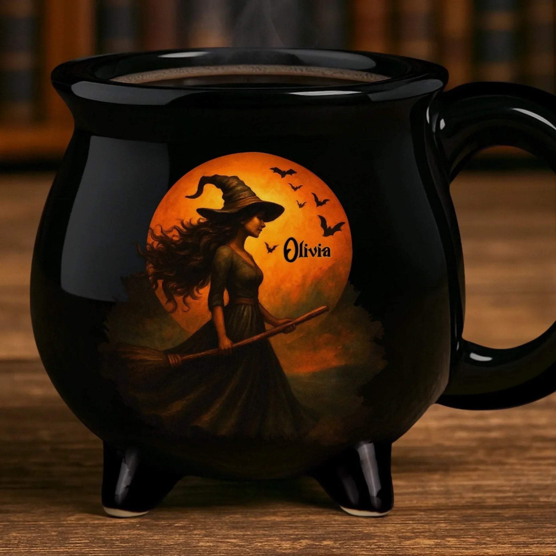 🎉Custom Witch Cauldron Coffee Mug - Personalized Halloween Witchy Gifts For Besties, Sisters, BFF, Family, Yourself - Witching You A Wicked Brew