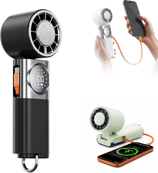 ❄️ Ventilateur portatif pliable 3-en-1 avec refroidissement par glace | Ventilateur portable avec banque d'alimentation intégrée de 3600 mAh