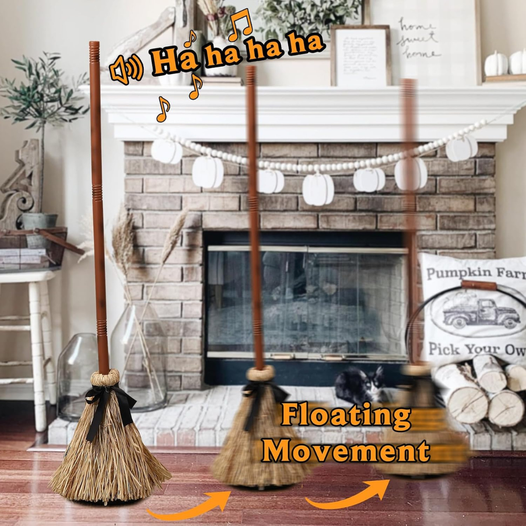 Tall Animated Floating Witch's Broom