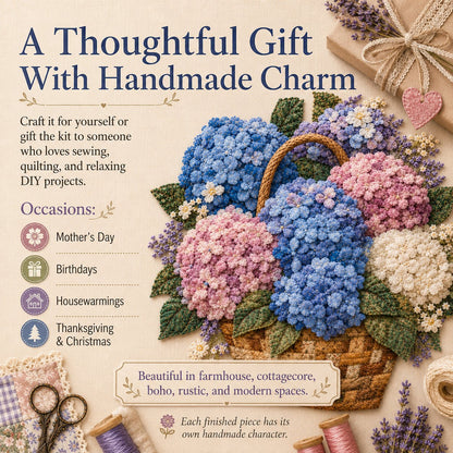 🔥LAST DAY 50% OFF - 🌸Floral Basket Patchwork DIY Kit | 3D Layered Fabric Flower Art Craft for Home Decor & Gifts