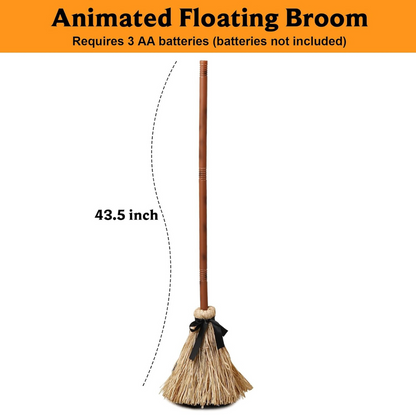 Tall Animated Floating Witch's Broom
