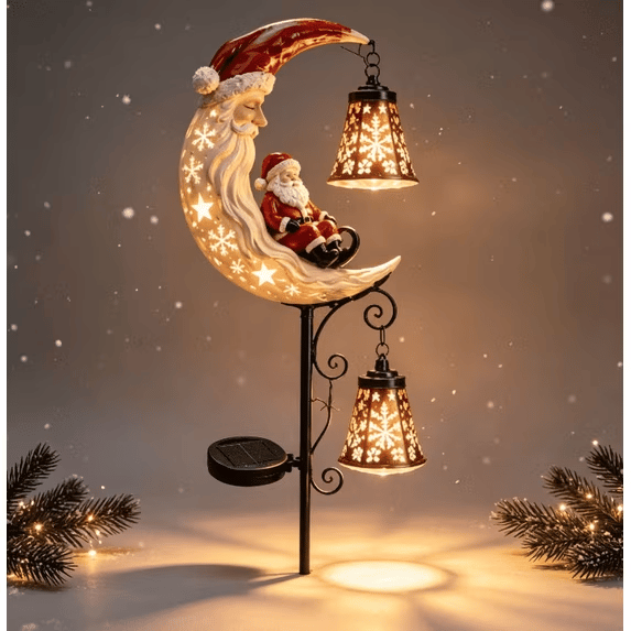 Santa’s Moonlight Lantern Solar Garden Stake