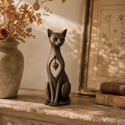 Last day 50% OFF🐱Heritage Heart Sphynx Sculpture – Vintage Iron Cat Accent for Timeless Interiors
