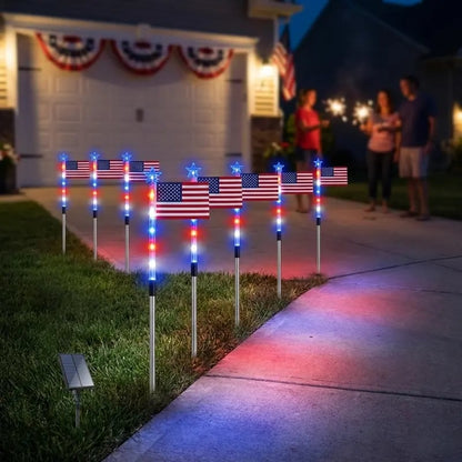 🔥Letzter Tag: 49% RABATT🔥8 Solar-Wegeleuchten mit amerikanischer Flagge – Rot, Weiß & Blau für den Garten zum 250. Unabhängigkeitsjubiläum 🇺🇸✨