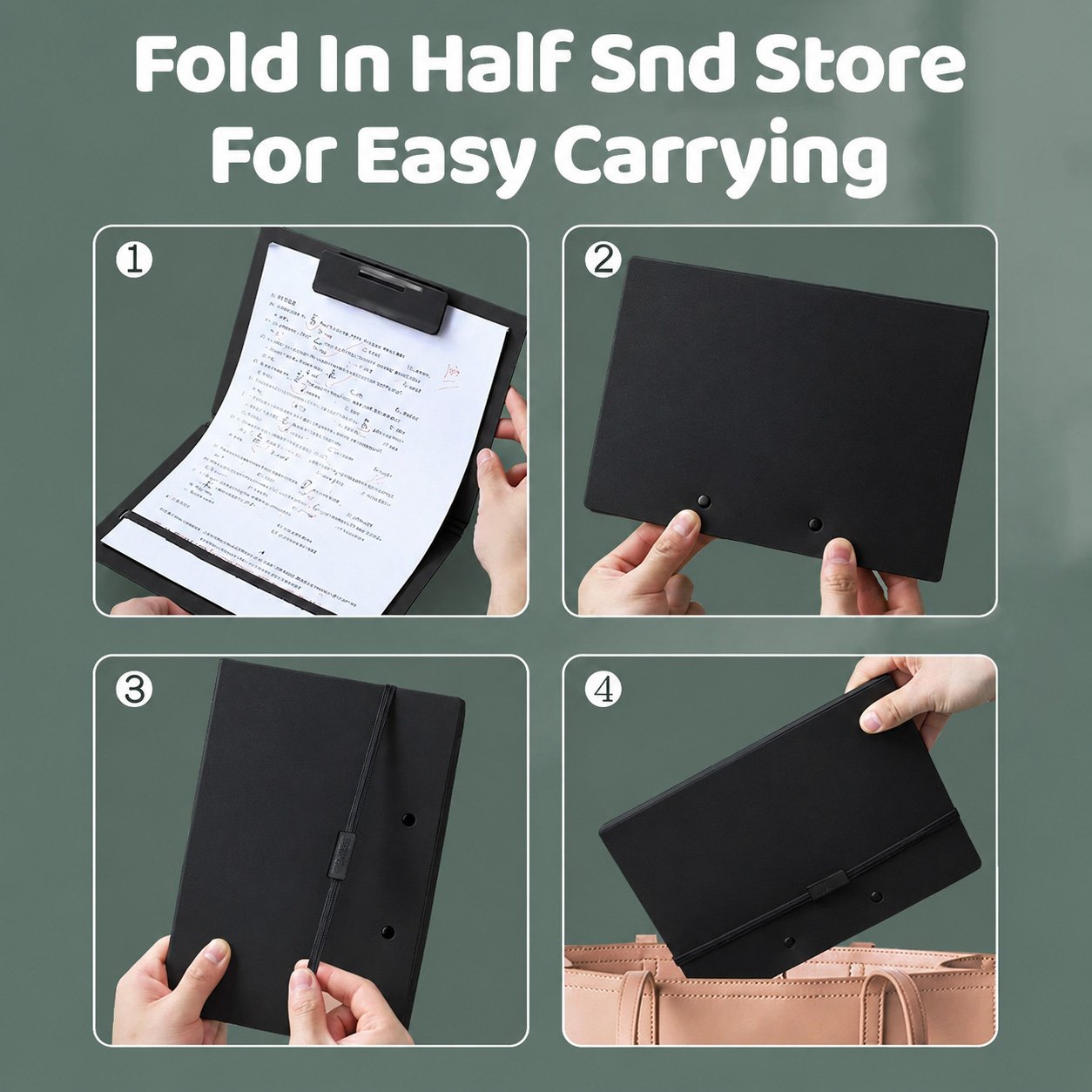 A4/A5 Foldable Clipboard Portfolio – Portable Writing Board with Strong Clip & Elastic Strap