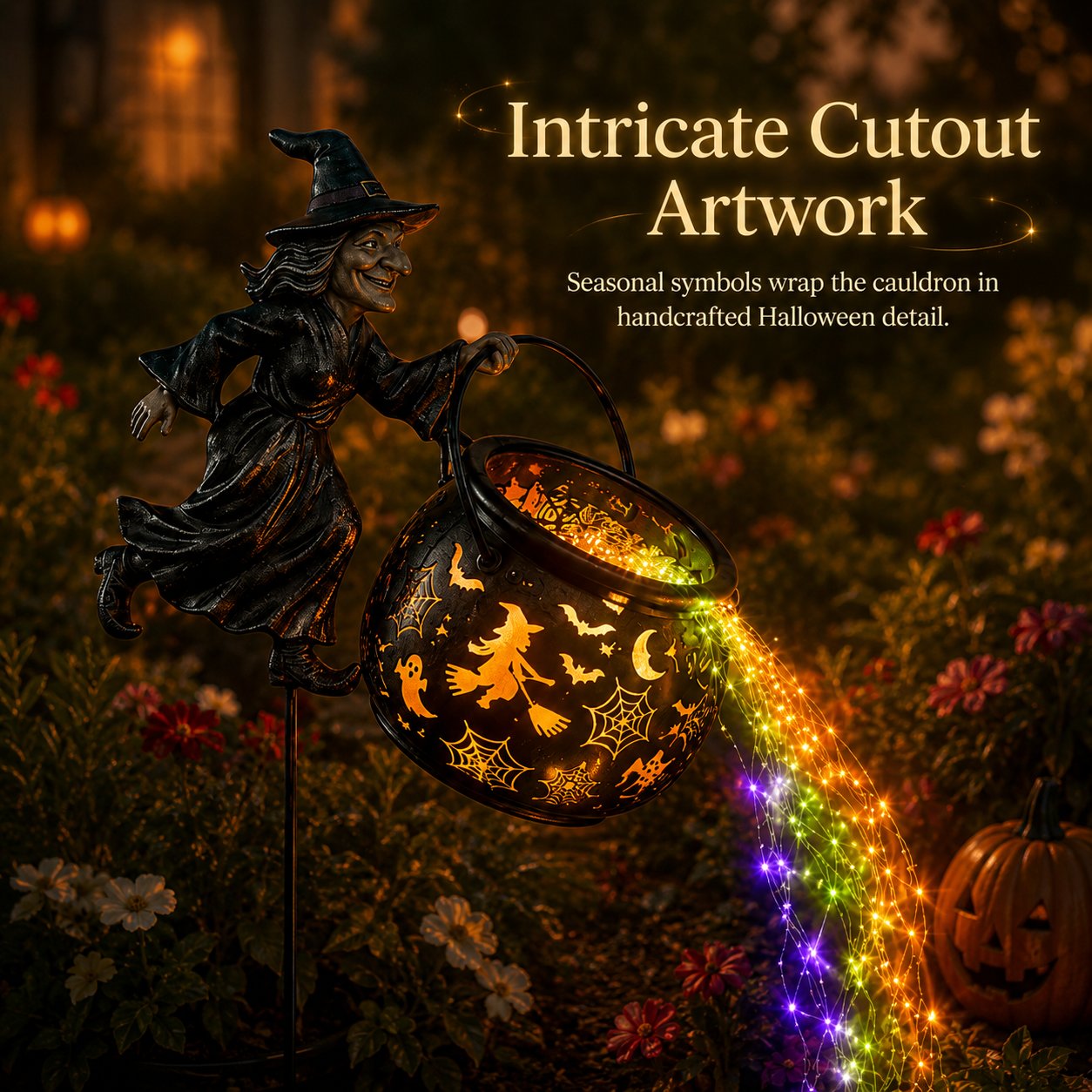 🔥HOT SALE 42% OFF✨🧙‍♀️Halloween Witch Cauldron Garden Light