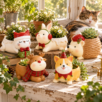 🌿Whimsical Christmas Animal Succulent Planters 🎁