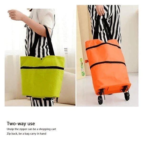 🛒 2-in-1 Foldable Rolling Shopping Trolley Bag -[49% OFF]- ✨ 23L Large Capacity Reduce Hand Strain