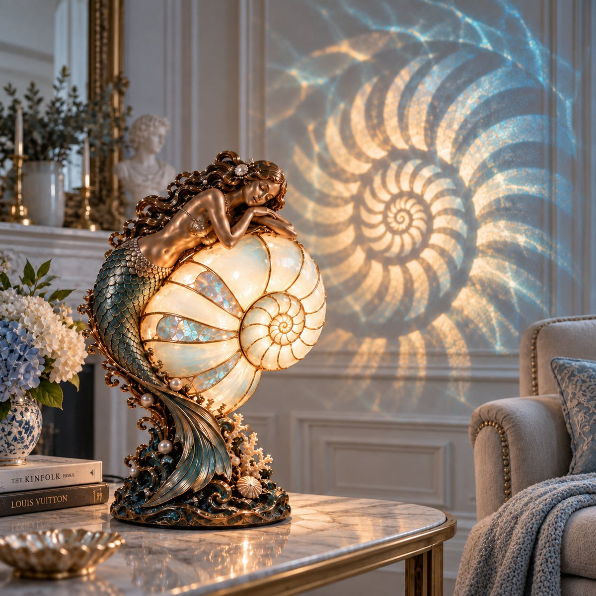 🔥Last Day 49% OFF🧜‍♀️ Moon-Tide Mermaid Nautilus Lamp