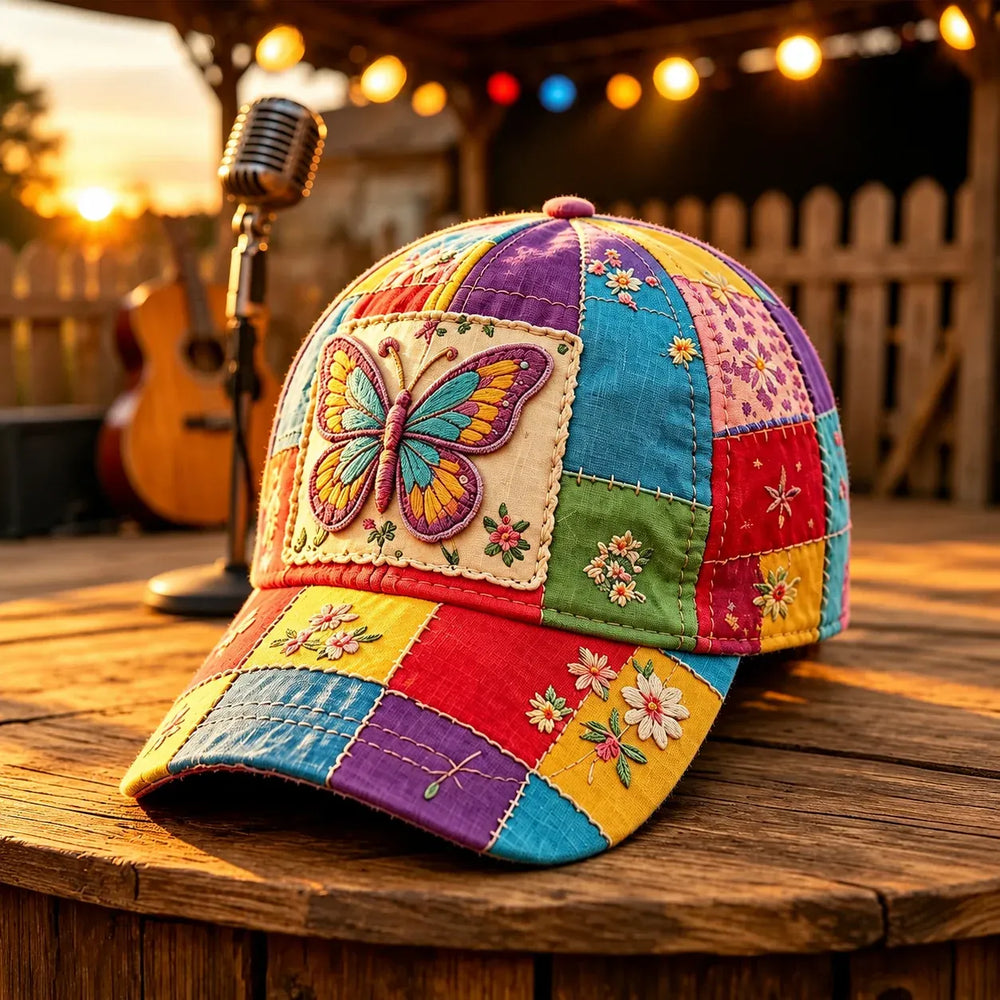 Colorful Country Queen butterfly embroidered baseball cap