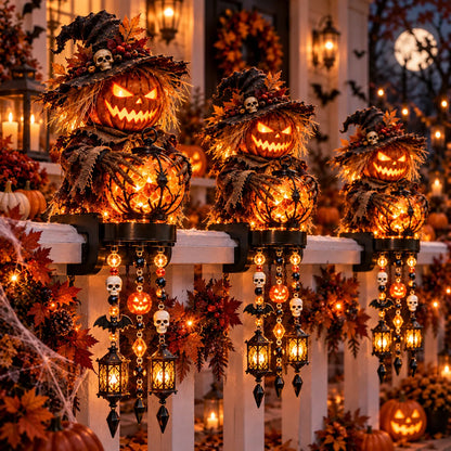🎃 Halloween Character Glow Cascade Railing Lights – Pumpkin, Witch, Ghost & Black Cat