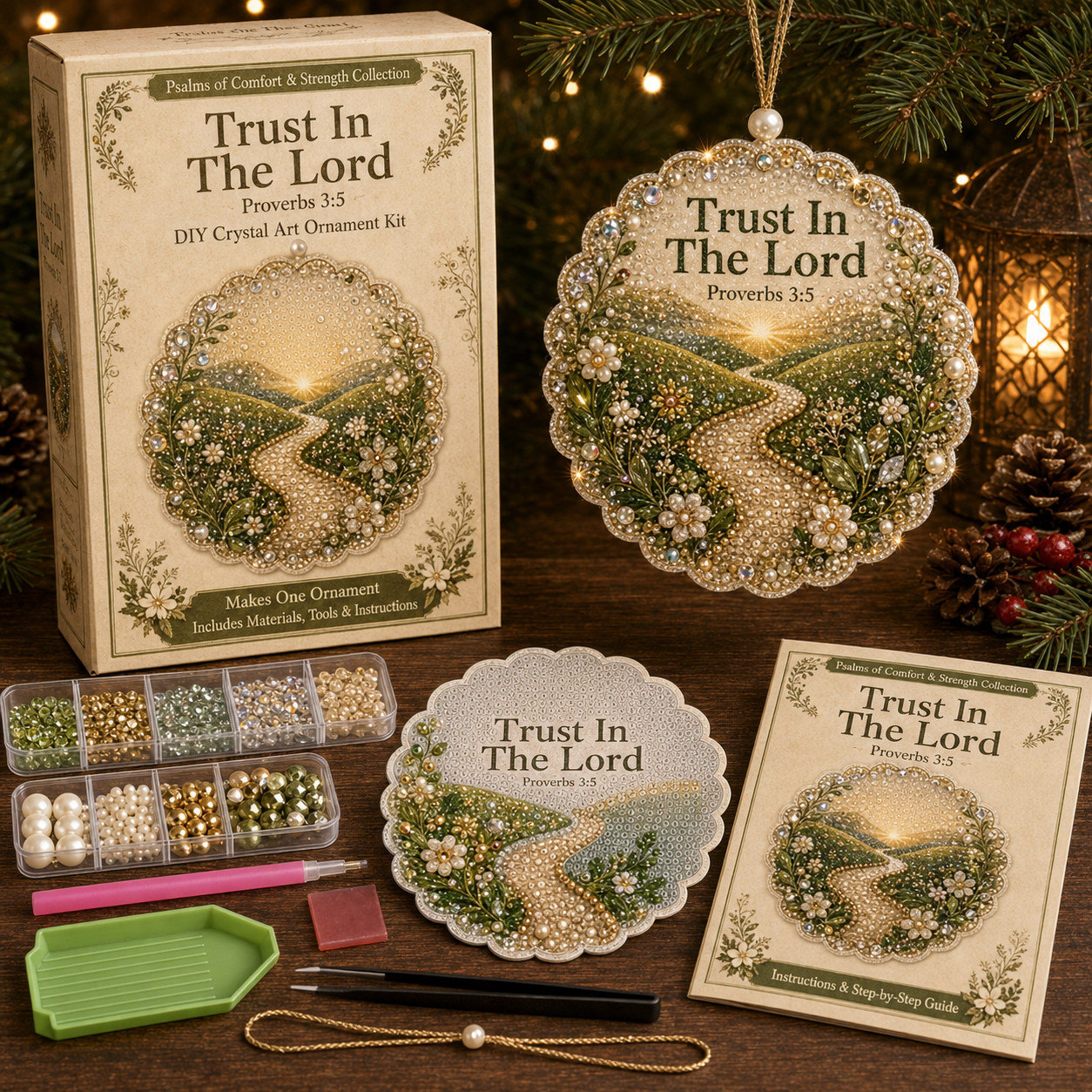 🔥49% Off Last Day - BUY 2 GET 1 FREE（3PCS)✝️ Psalms of Comfort & Strength Pearl Diamond Art Hanging Ornament Kit