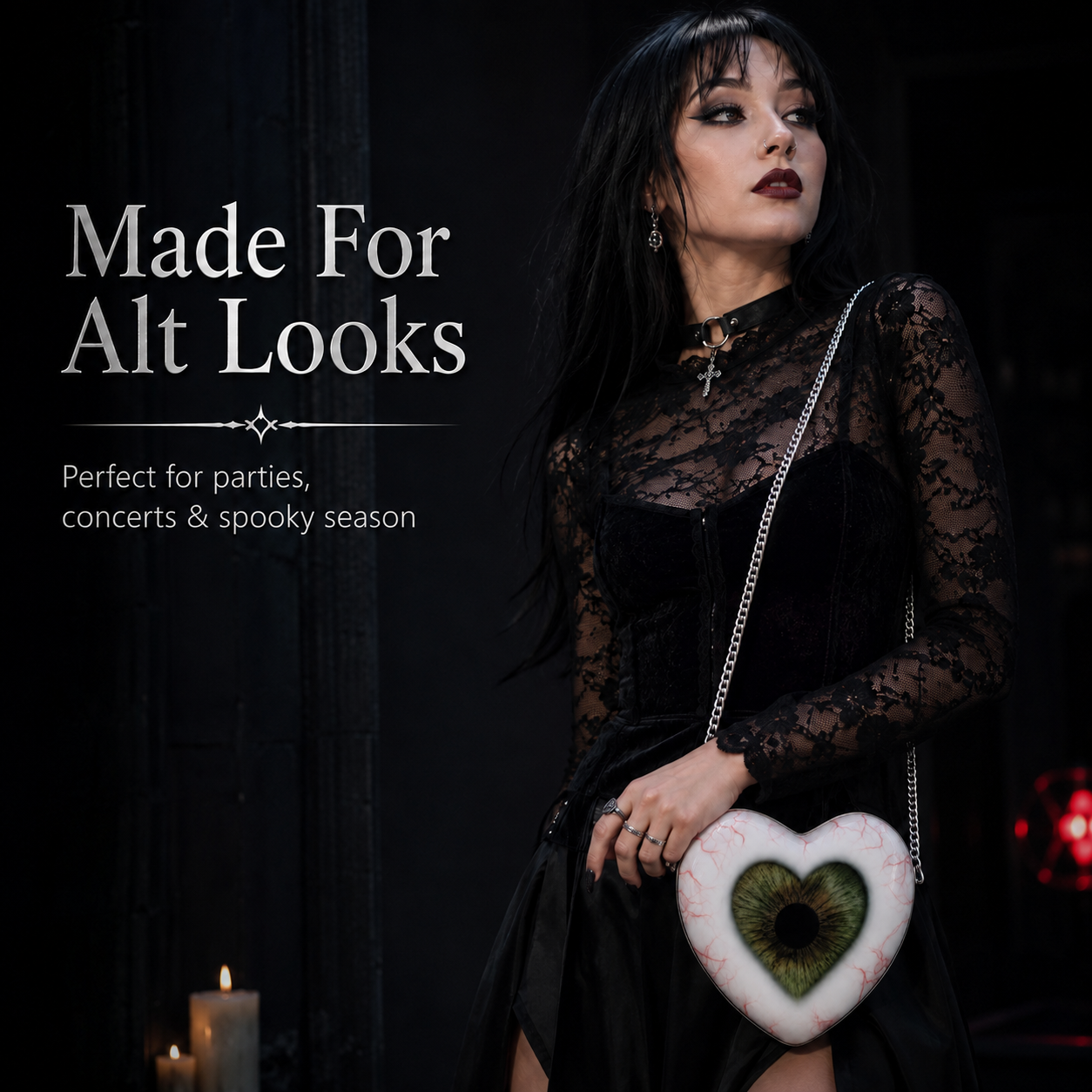 Gothic Heart Eye Statement Crossbody Bag
