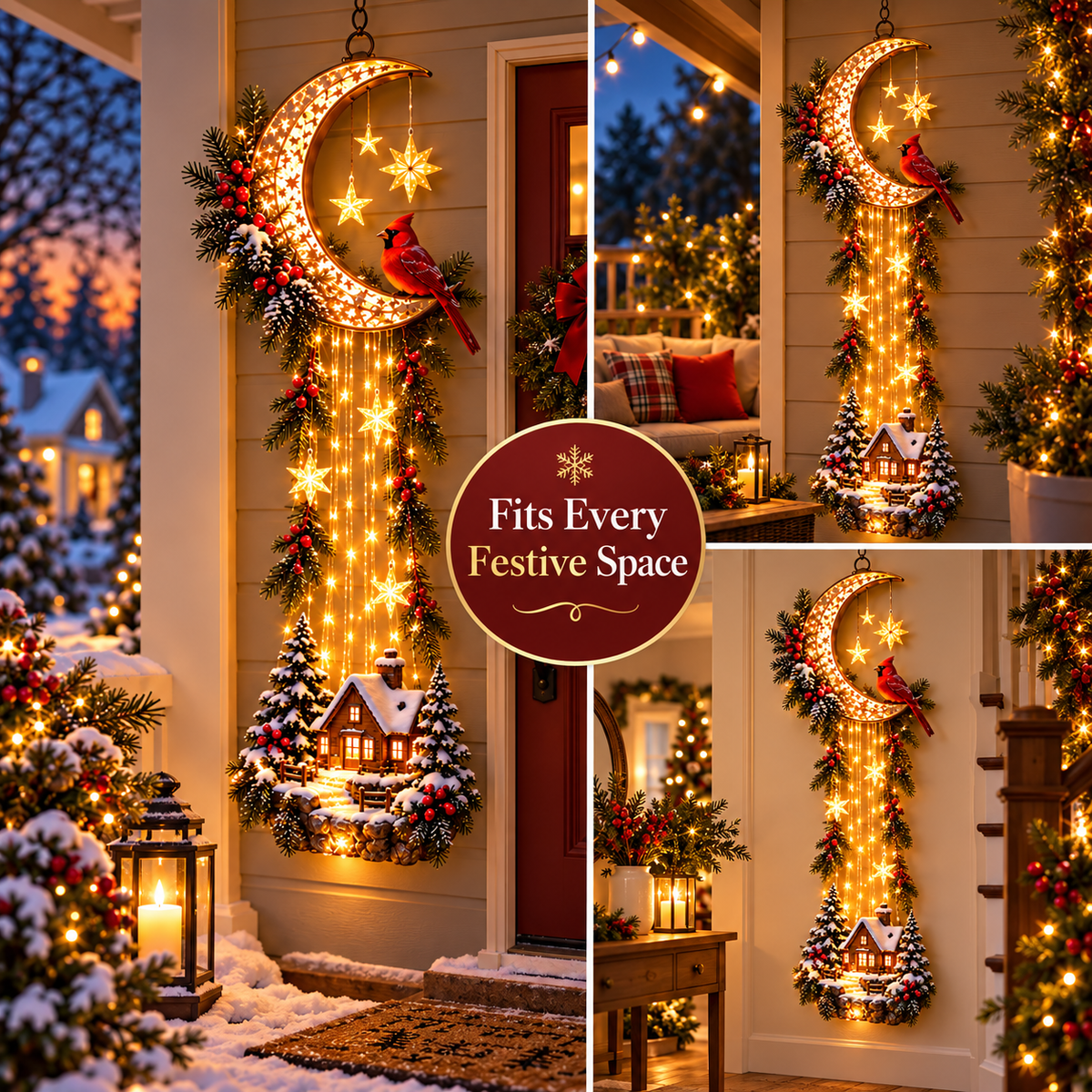 ✨Last Day 49% OFF🌙 Starlit Cardinal Moon Christmas Wall Decor