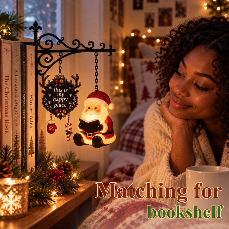 📚🎄 Cozy Christmas Shelf Glow – Hanging Holiday Character Reading Nook Light