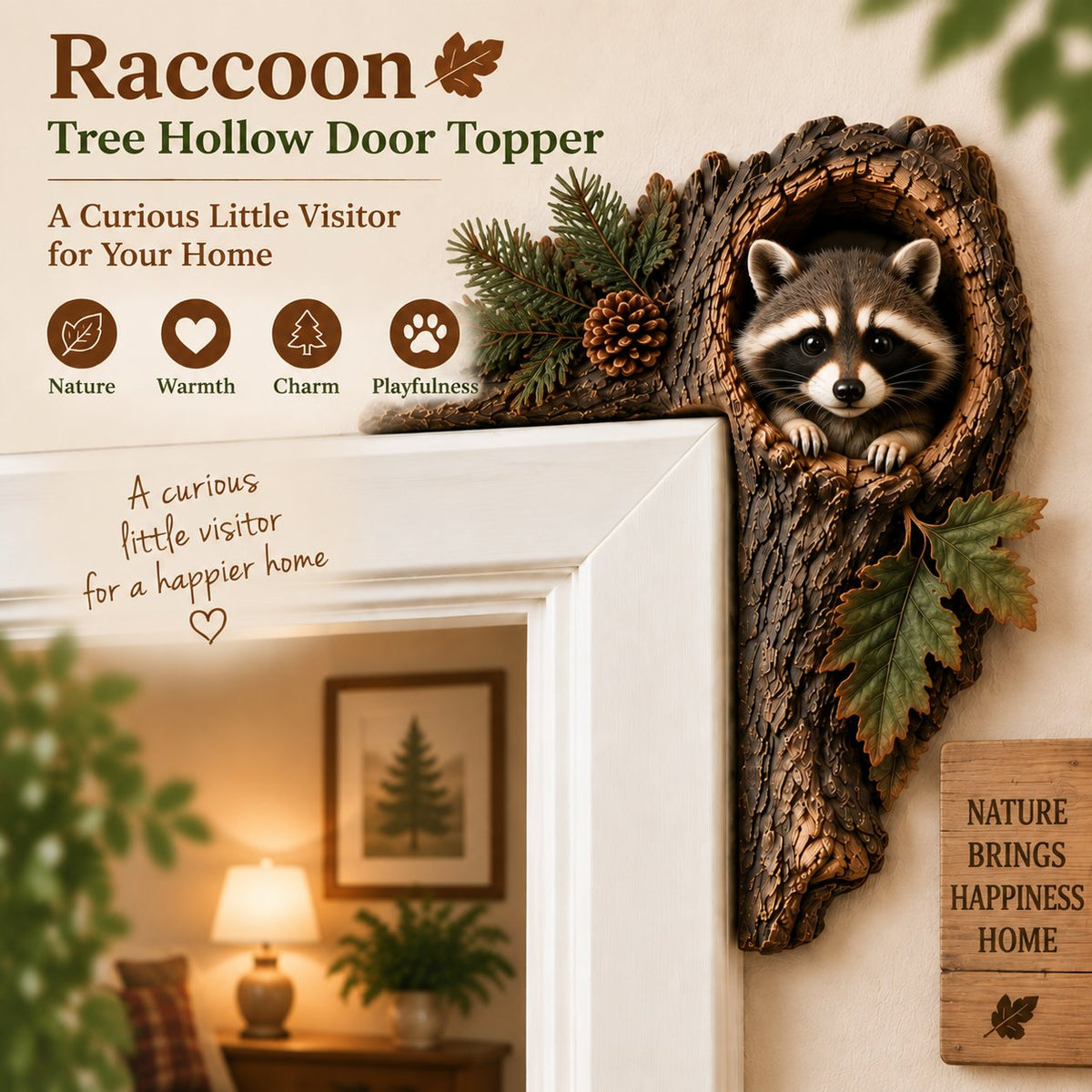 🐿️🌿Chipmunk Tree Hollow Door Topper | Woodland Animal Doorway Decor For Cozy Nature Homes