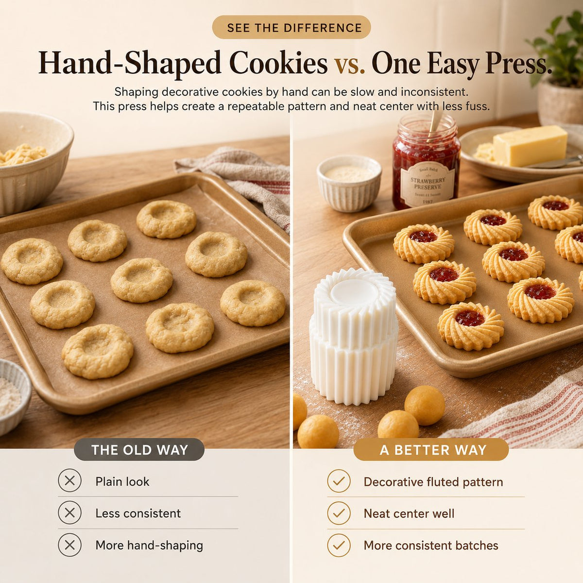 ⏳ Last day! 49% OFF – 🍪 Fluted Jam Cookie Press Mold