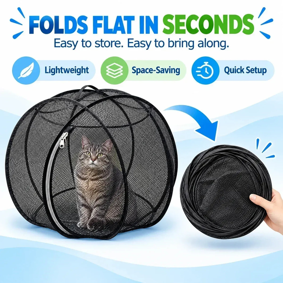 🐱🌿Rolling Mesh Cat Playpen