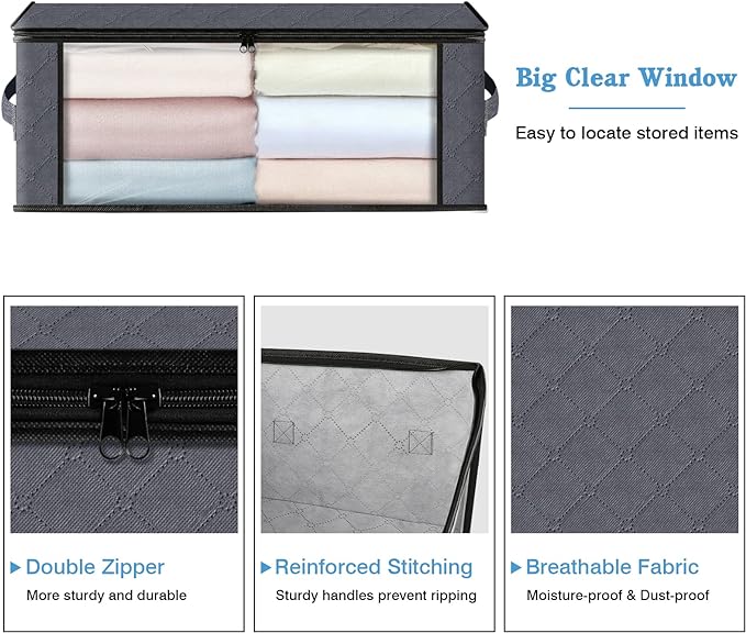Bags Foldable Storage Box with Large Clear Window Sturdy Handles