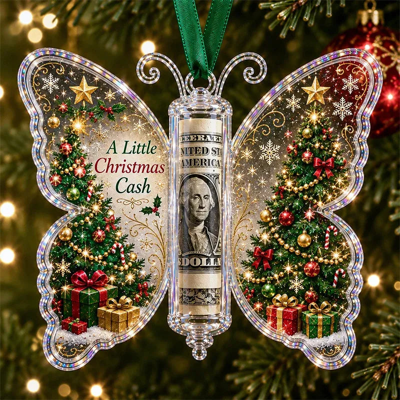 🦋🎄 3D Embossed Butterfly Christmas Cash Gift Ornament – Holiday Money Holder Keepsake 🎁