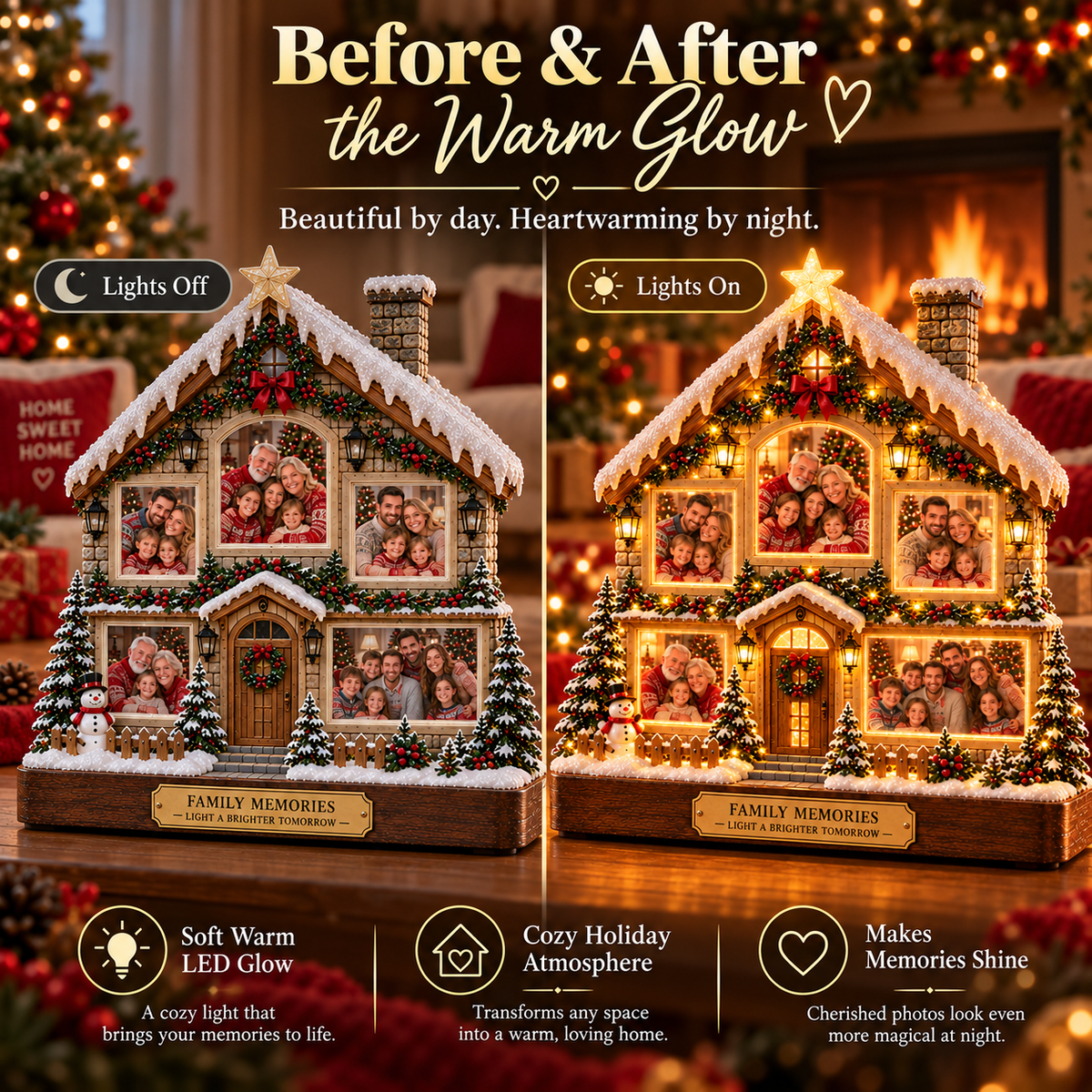 ✨ Last Day 49% OFF-🎁Home Sweet Home Memory Lamp – Illuminated Family Photo Christmas Keepsake Decor❤️