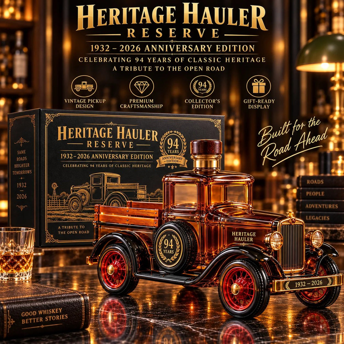 🚚 Heritage Hauler Reserve – 94th Anniversary Vintage Truck Whiskey Decanter (1932–2026) | Collector's Edition Gift