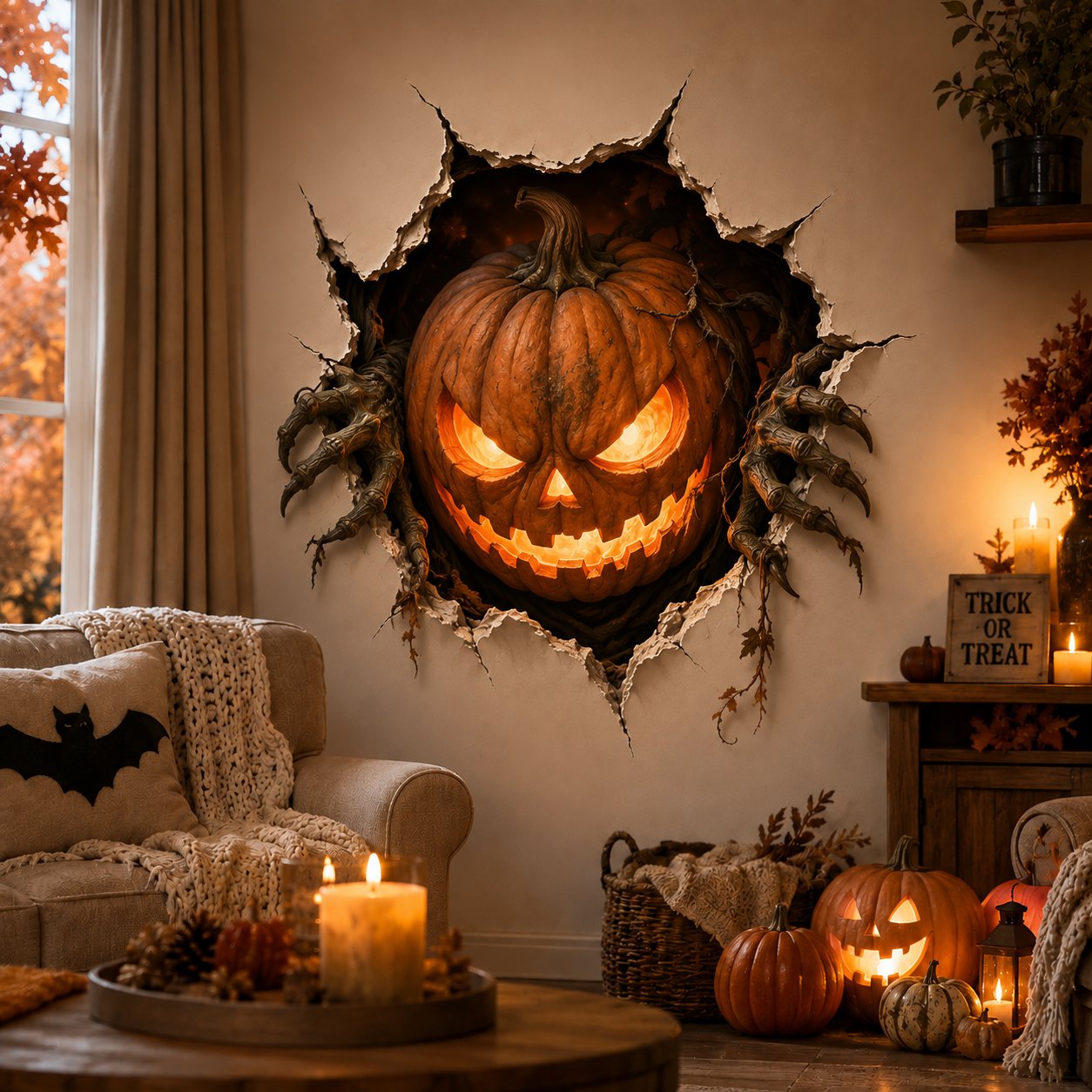🔥 Last Day 50% OFF - 🎃Halloween Break-In 3D Wall Decals