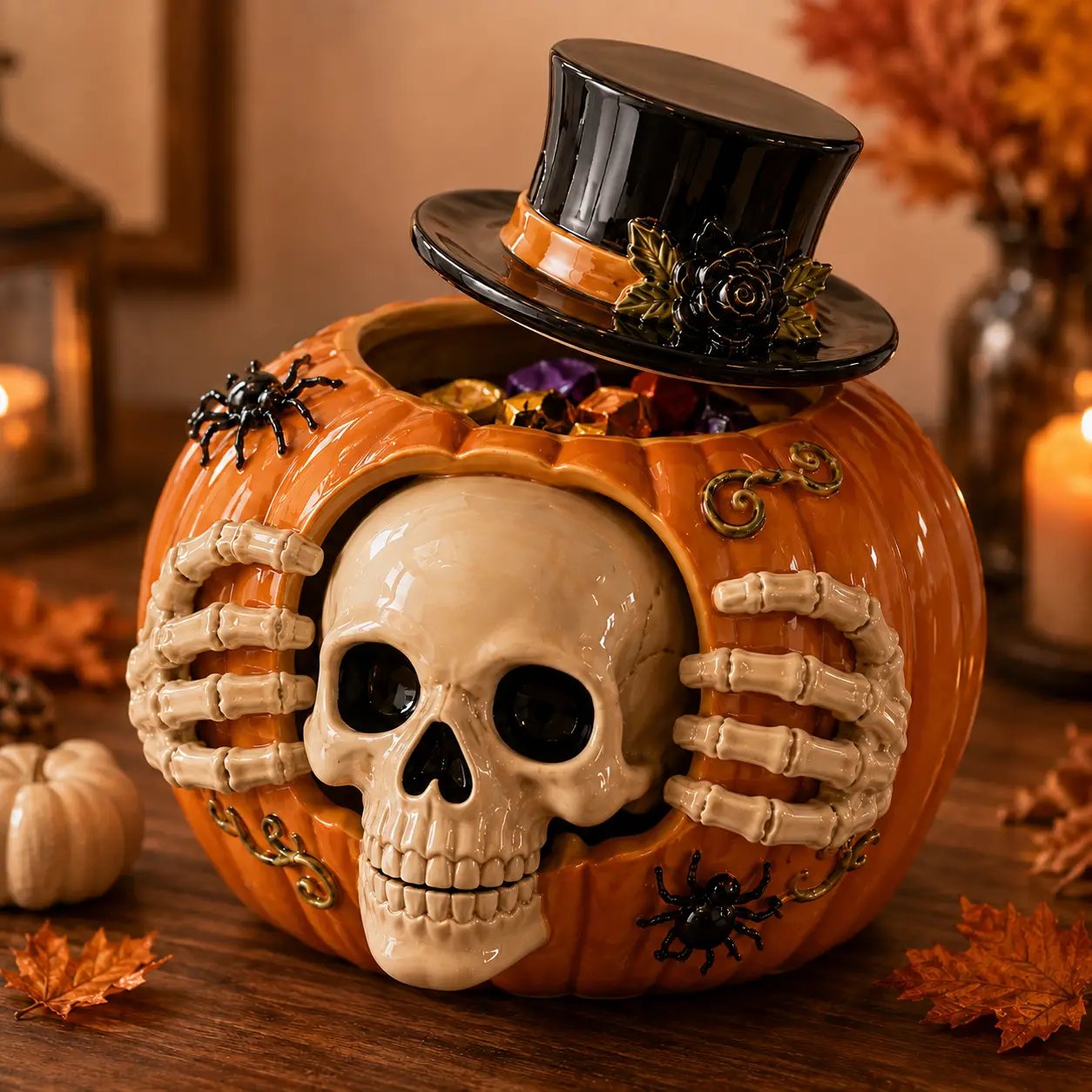 🎃Trick-or-Treat 🍬 Skull Pumpkin Candy Jar🔥🔥🔥