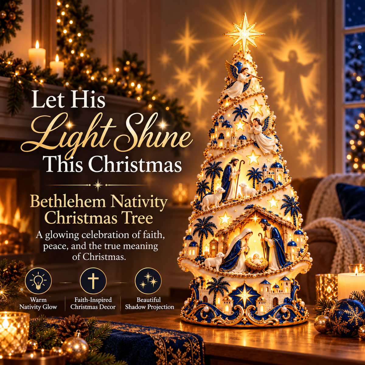 Bethlehem Nativity Light-Up Christmas Tree