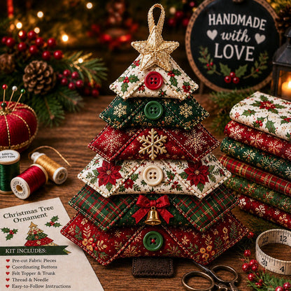 Layered Fabric Tree Ornament DIY Sewing Kit