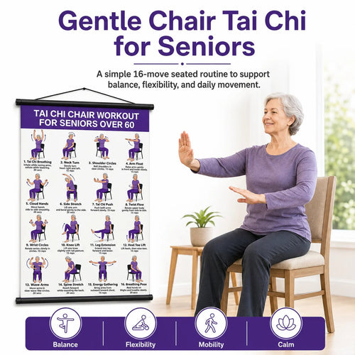 🔥🎁🔥Tai Chi Chair Workout Chart for Seniors (16 x 24 inches)