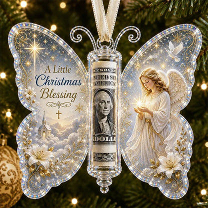 🦋🎄 3D Embossed Butterfly Christmas Cash Gift Ornament – Holiday Money Holder Keepsake 🎁