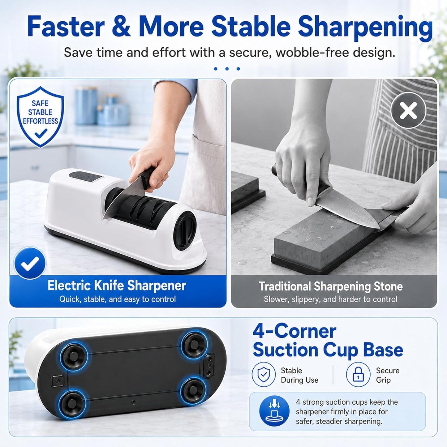2-Stage Electric Knife Sharpener for Chef Knives