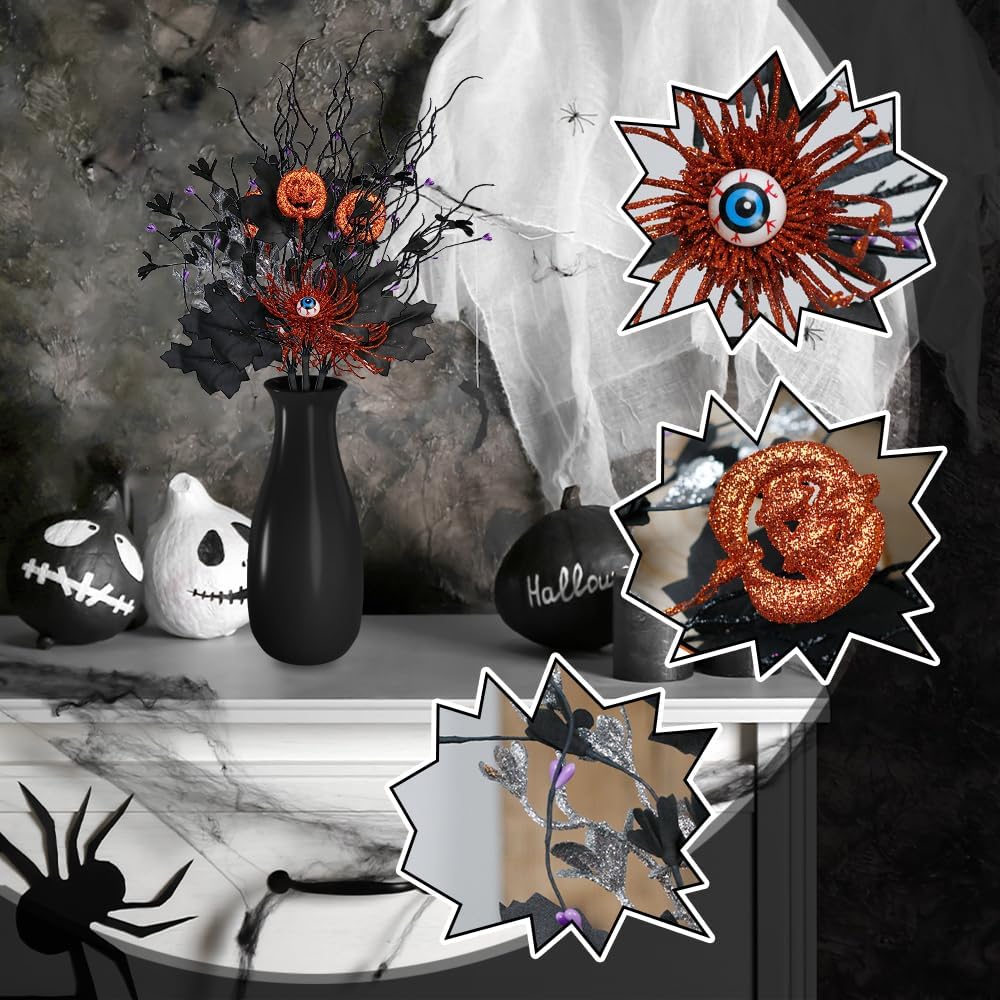 🎃Dark Gothic Halloween Stems – Perfect for Centerpieces, Mantels & Vases