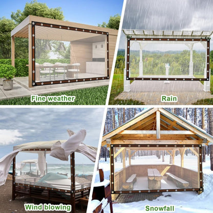 🌂Clear Waterproof PE Tarp, Transparent Outdoor Cover with Metal Grommets