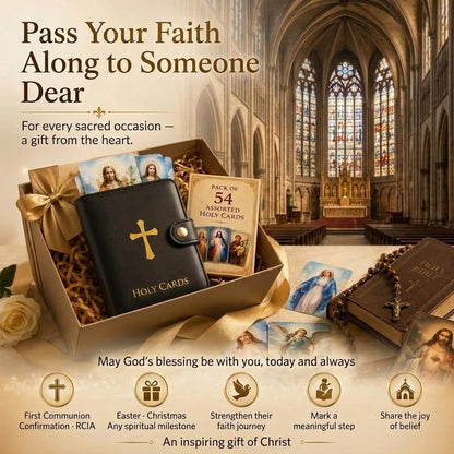 💙 Keep Your Prayers Close – Prayer Card Holder with 54 Holy Cards