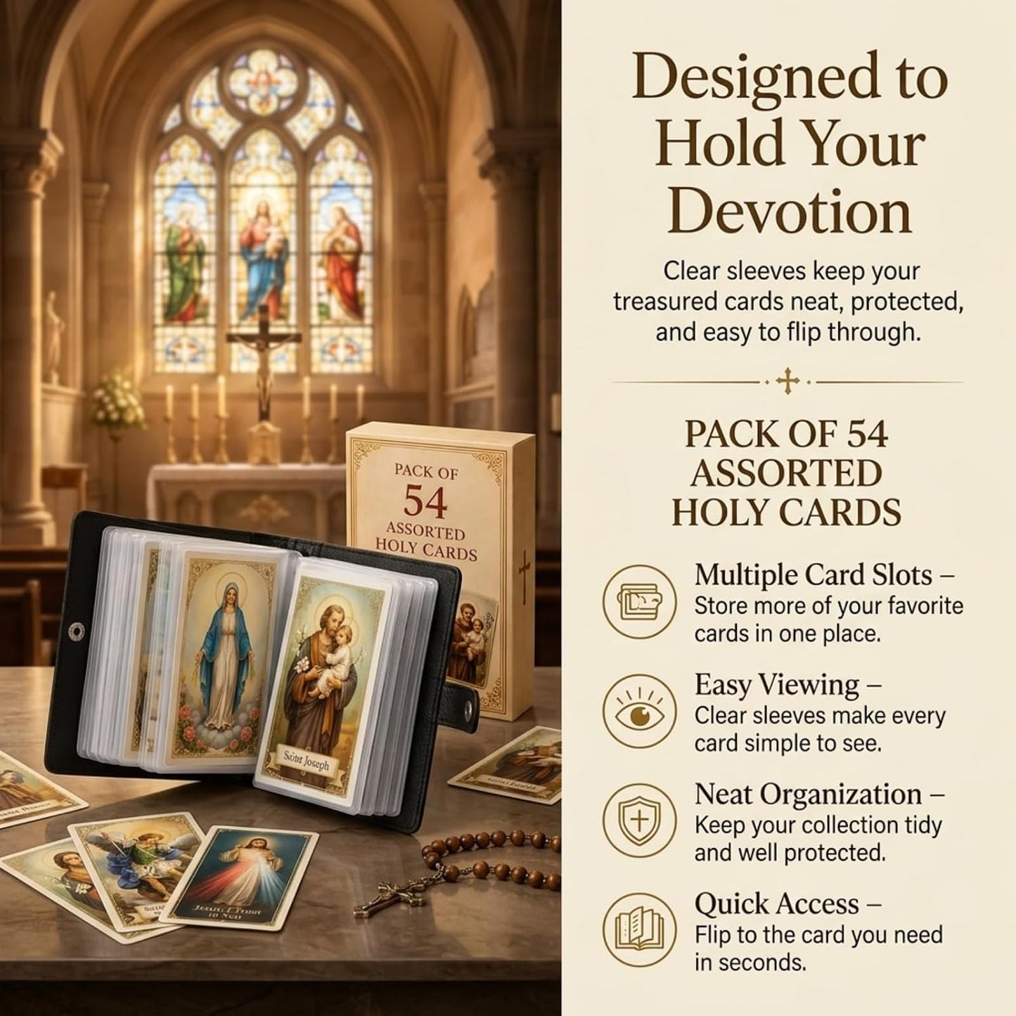 💙 Keep Your Prayers Close – Prayer Card Holder with 54 Holy Cards