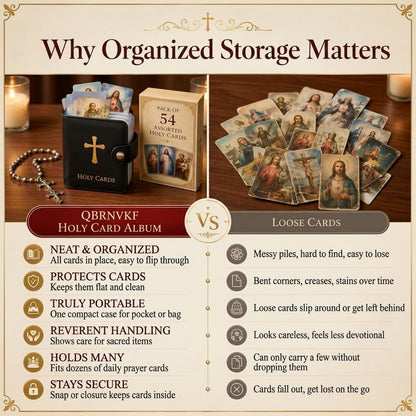 💙 Keep Your Prayers Close – Prayer Card Holder with 54 Holy Cards