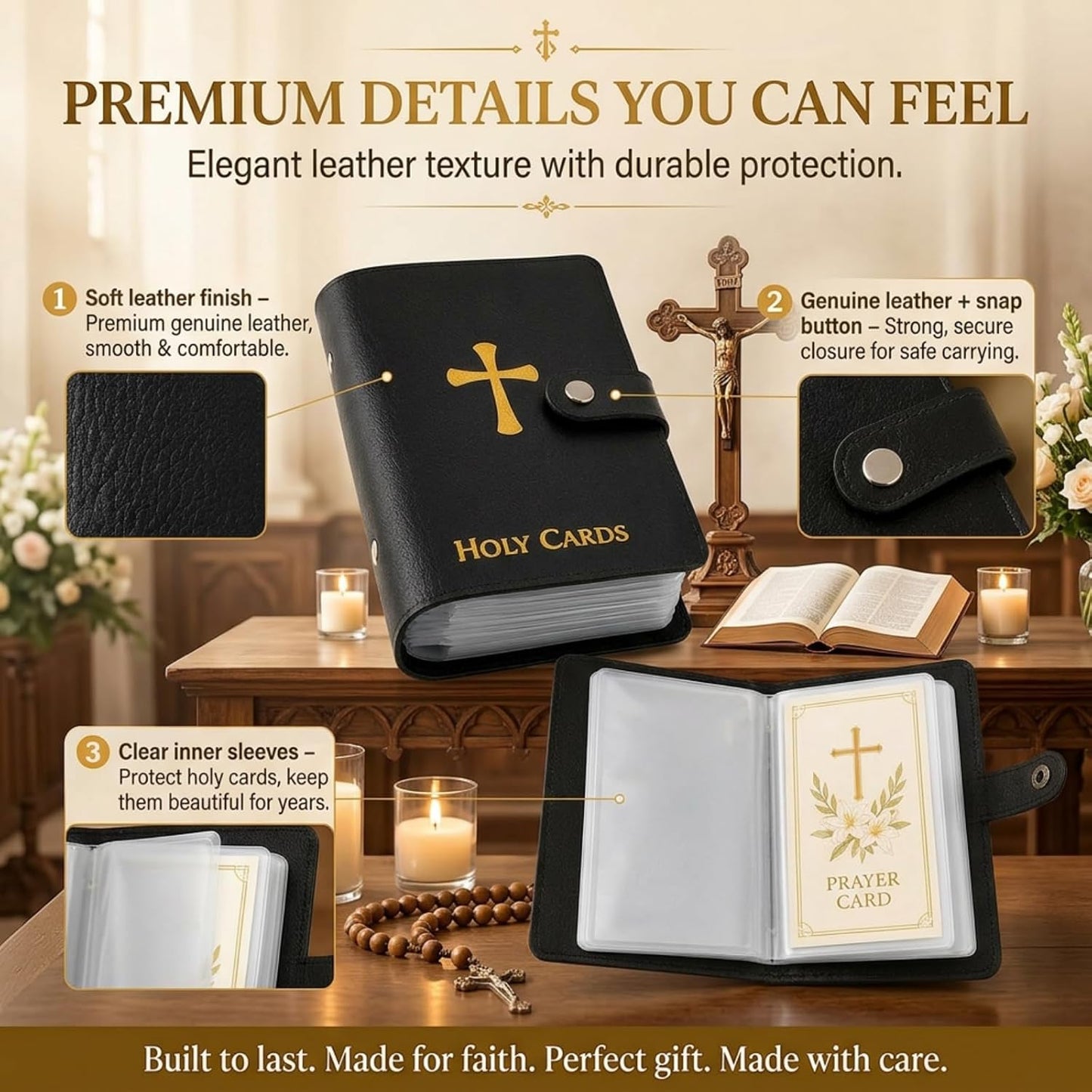 💙 Keep Your Prayers Close – Prayer Card Holder with 54 Holy Cards