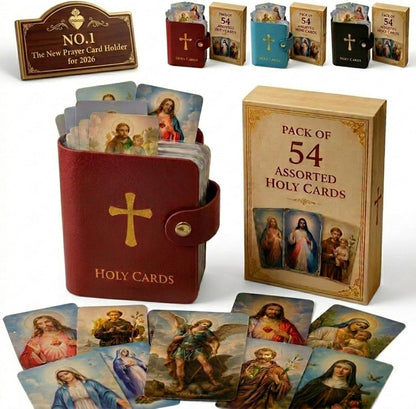 💙 Keep Your Prayers Close – Prayer Card Holder with 54 Holy Cards