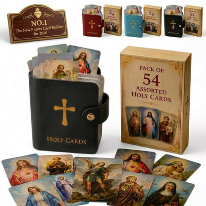 💙 Keep Your Prayers Close – Prayer Card Holder with 54 Holy Cards