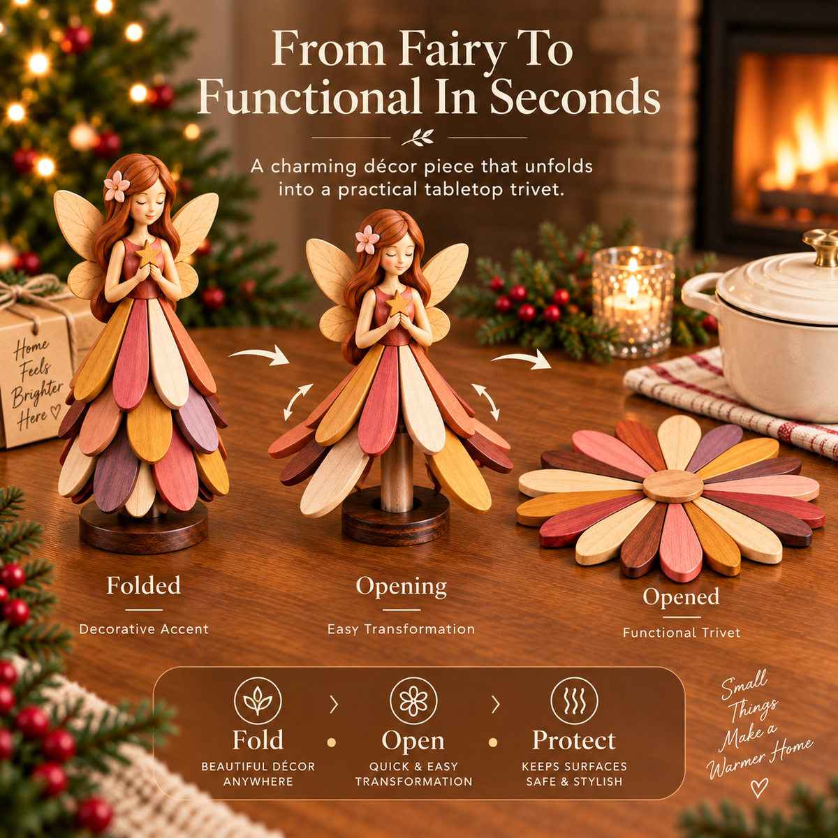 🔥 Last Day 50% OFF-🧚 Fairy Bloom Trivet – Folding Fairy Décor & Heat-Resistant Table Protector