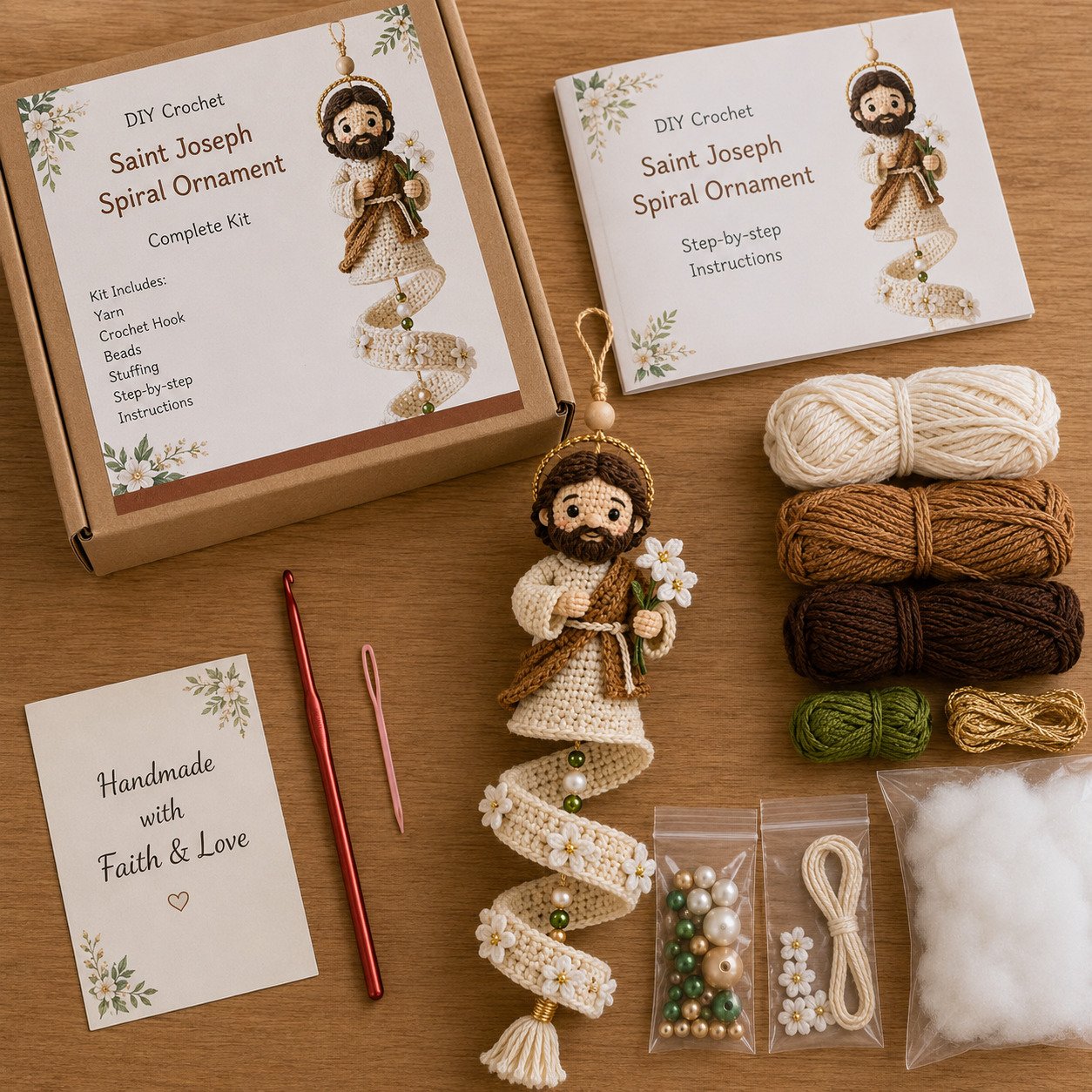 🔥LAST DAY 50% OFF - ✨ DIY Crochet Blessed Mother Spiral Hanging Ornament Kit – Handcraft a Heavenly Keepsake 🙏🧶