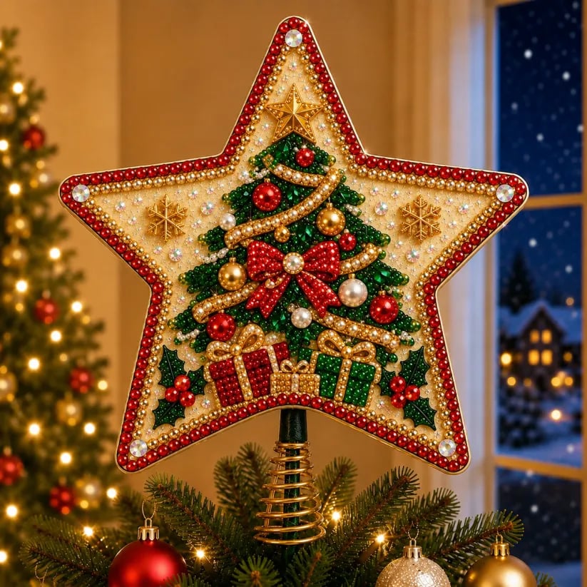 🔥Last Day 49% OFF - 🎄🎅Pearl Diamond Art Christmas Tree Topper Kit